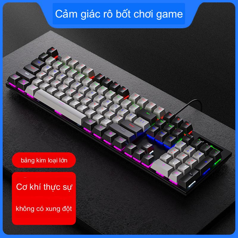 Bàn phím cơ  104 phím có đèn LED có dây năng động RGB blue switch văn phòng trò chơi chung bàn phím