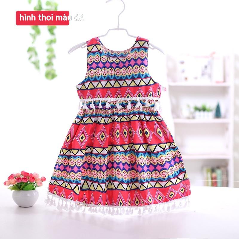 🔥Giao hàng nhanh chóng🔥Đầm Cotton Lụa Cotton Phong Cách Dân Tộc Thời Trang Mùa Hè Dành Cho Bé Gái