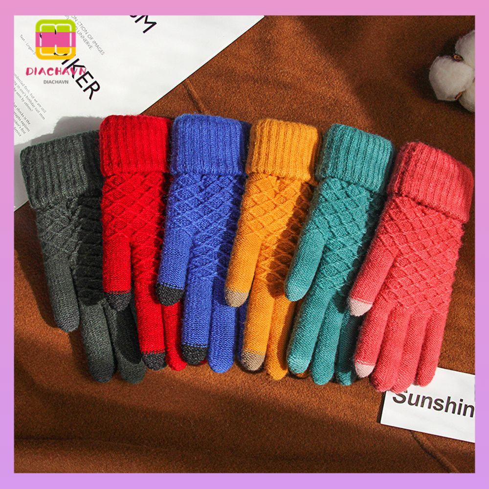 DIACHAVN Găng Tay Len Hở Ngón Mềm Mại Co Giãn Giữ Ấm