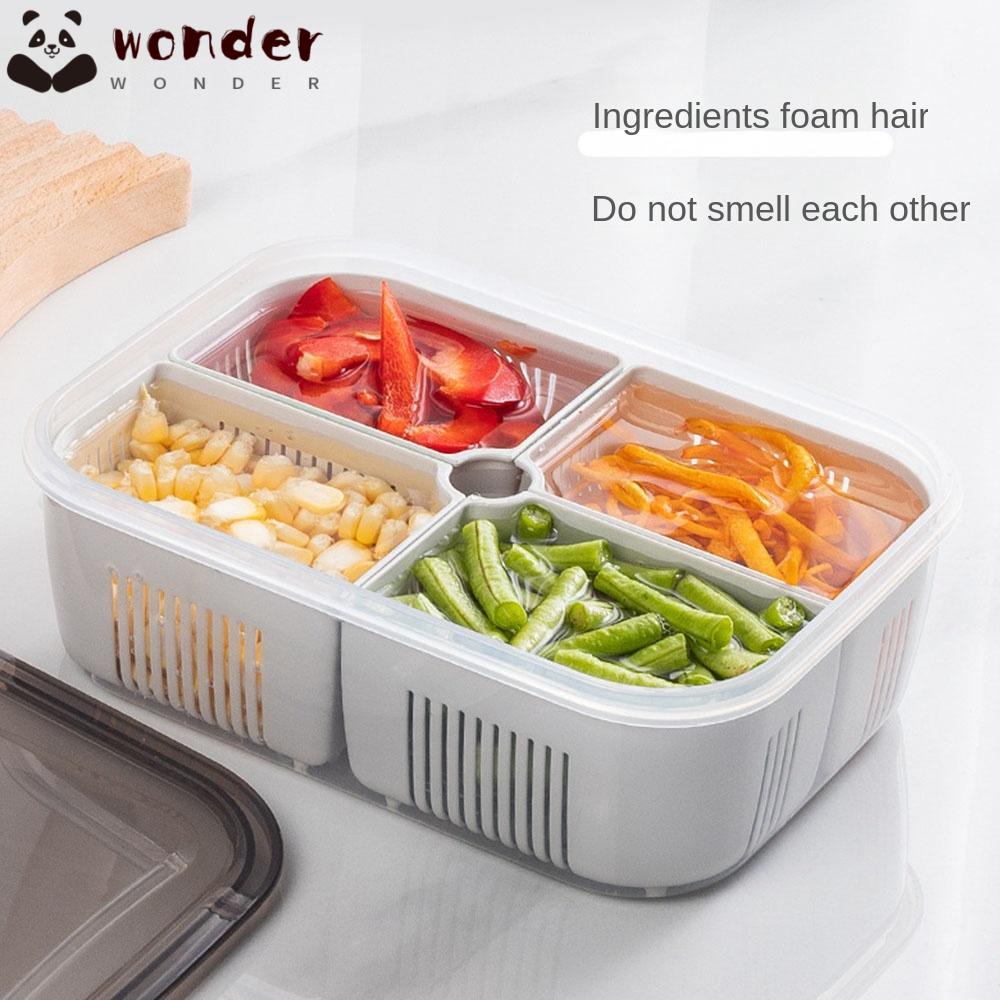 WONDER Hộp Đựng Thực Phẩm 2 / 3 / 4 Ngăn Bằng Nhựa Màu Xám Mới Cho Nhà Bếp
