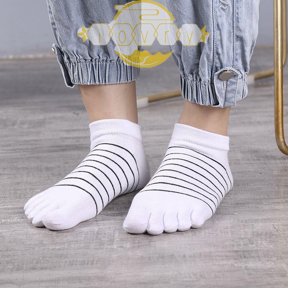 IVORY Vớ Cotton Ngắn Năm Ngón Mềm Mại Chống Trượt Họa Tiết Sọc