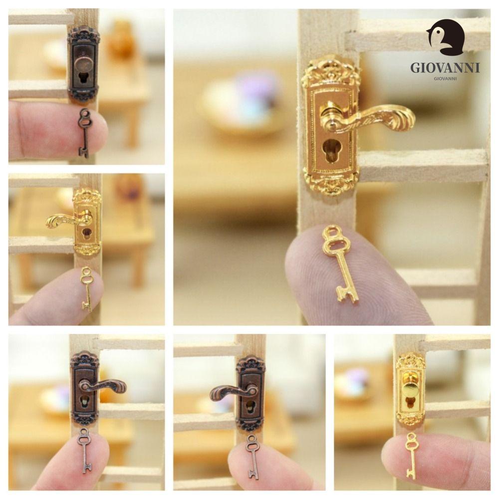 GIOVANNI Bộ Tay Nắm Cửa + Núm Vặn + Đồ Vặn Bằng Đồng Cho Nhà Búp Bê DIY 1: 12