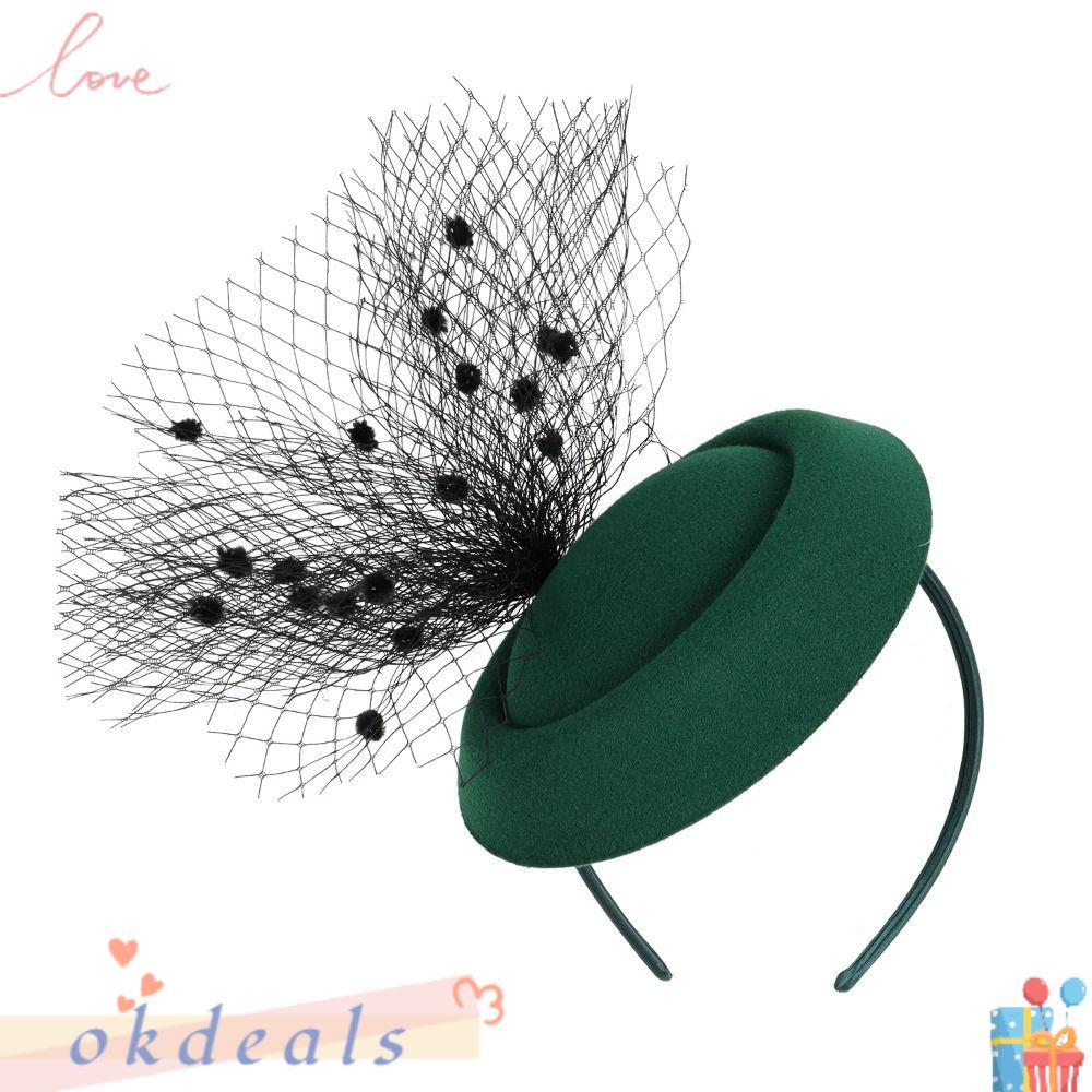 OKDEALS Mũ Beret Thắt Nút Phối Lưới Màu Sắc Tinh Khiết Phong Cách Cổ Điển Thời Trang Cho Nữ