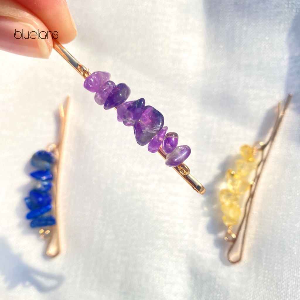 Set 5 Kẹp Tóc Kim Loại Đính Đá Tự Nhiên Đơn Giản Thanh Lịch Dành Cho Nữ