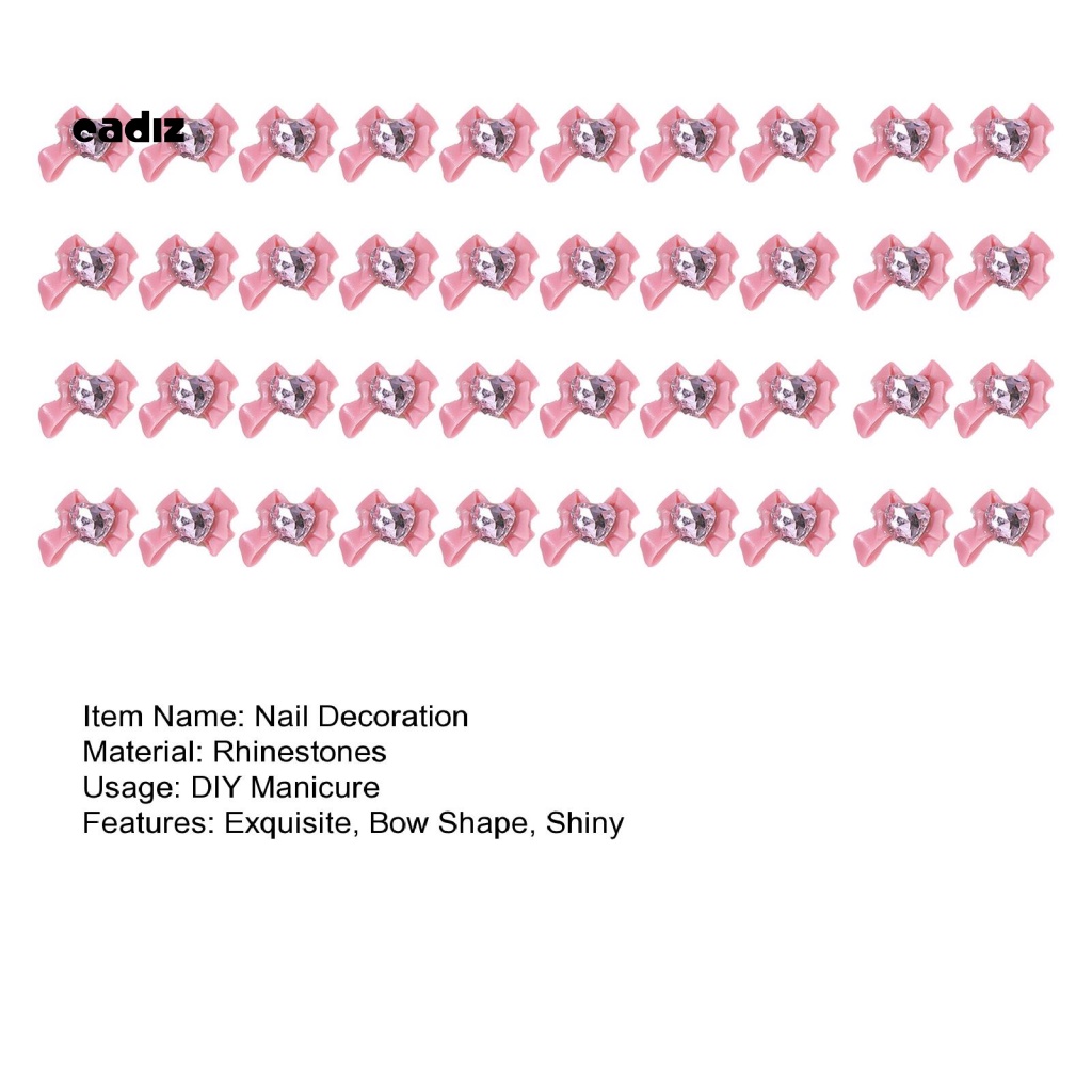 Bộ 40 Phụ Kiện Đá Hình Nơ / Trái Tim 3D Lấp Lánh Trang Trí Móng Nghệ Thuật