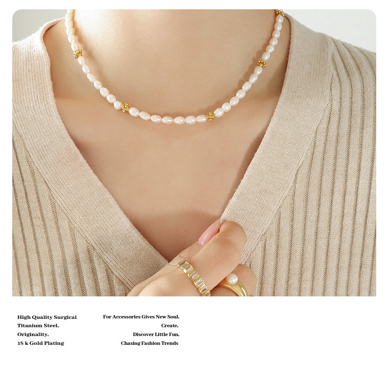 Vòng cổ Đính Ngọc Trai Thời Trang Cao Cấp Phong Cách Pháp