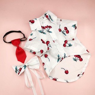 Áo sơ mi họa tiết cherry phong cách hawaii thời trang mùa hè cho thú cưng