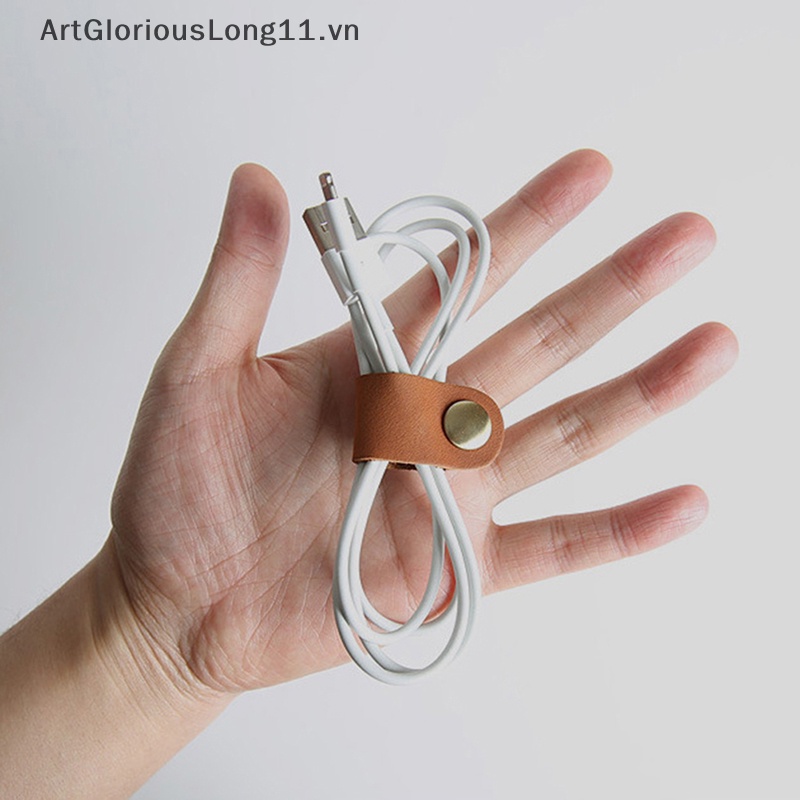 Kẹp Da Quấn Dây Cáp Sạc USB Để Bàn Bảo Vệ Mang Đi Tiện Lợi