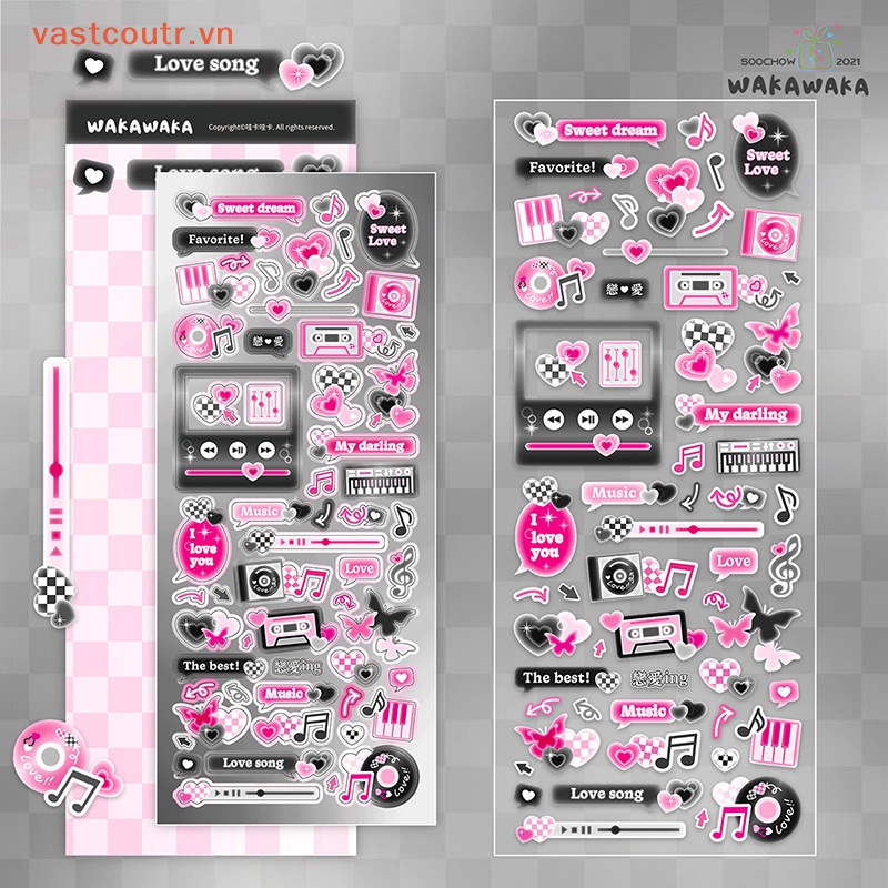 1 Miếng Dán Hình Nốt Nhạc Y2K Trang Trí Sổ Tay DIY