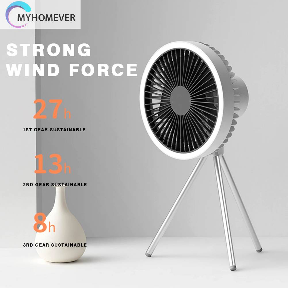 Quạt Làm Mát Để Bàn 10000mAh Sạc Cổng USB Dùng Khi Đi Cắm Trại