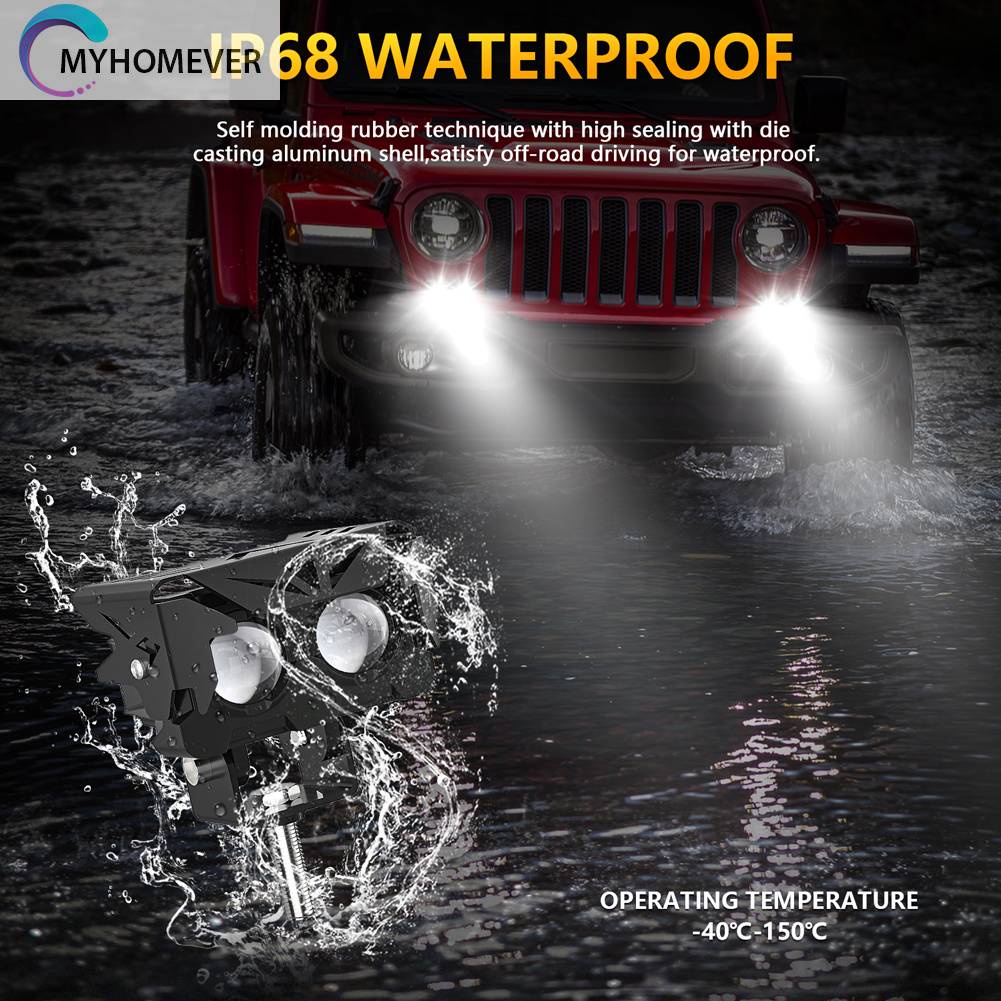 Set 2 Đèn LED Sương Mù Siêu Sáng Dành Cho Xe Mô Tô Jeep 4x4