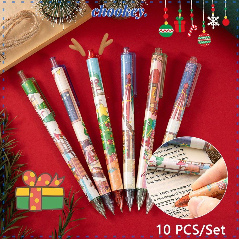 CHOOKEY Set 10 Bút Mực Gel Dạng Nhấn Tiện Dụng Cho Học Sinh
