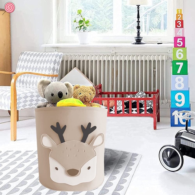 Giỏ Đựng Đồ Giặt / Chăn / Đồ Chơi Trẻ Em Bằng Vải Nỉ Hình Chú Hươu Dễ Thương