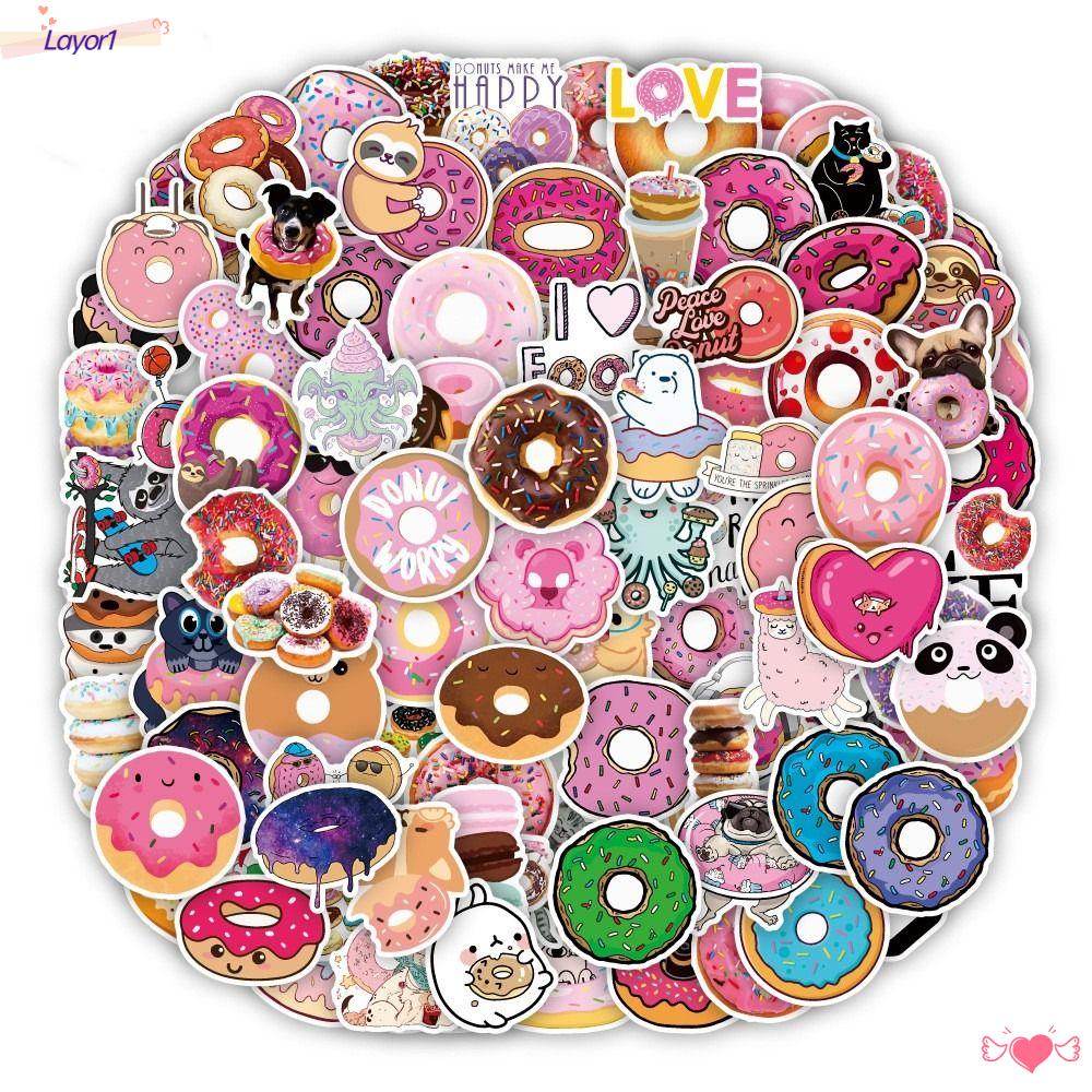 LAYOR1 Miếng Dán Nhiều Màu Sắc Chống Thấm Nước Hình Thức Ăn Dễ Thương Trang Trí Laptop / Vali / Chai Nước