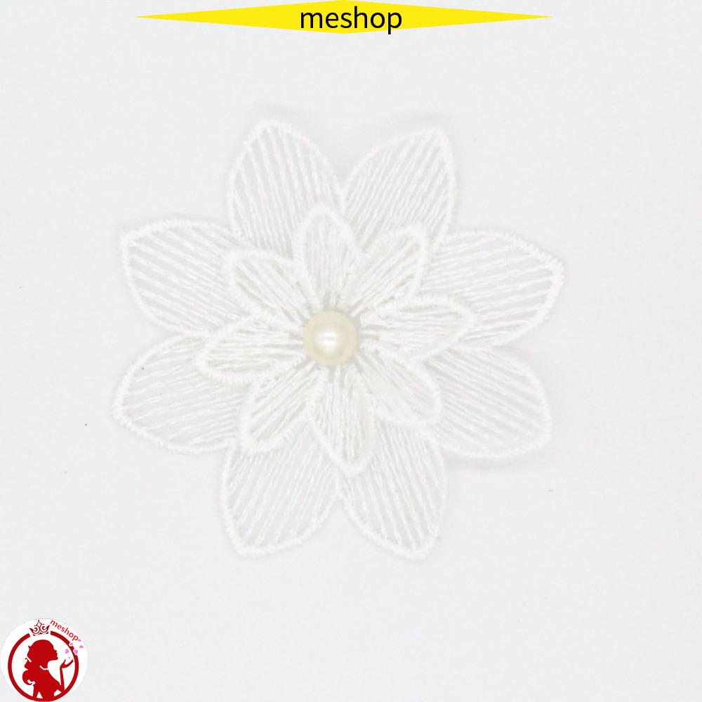 ME Miếng Vải Ren Lụa Polyester Rộng 7.3cm Họa Tiết Hoa Đính Ngọc Trai Trang Trí Mũ