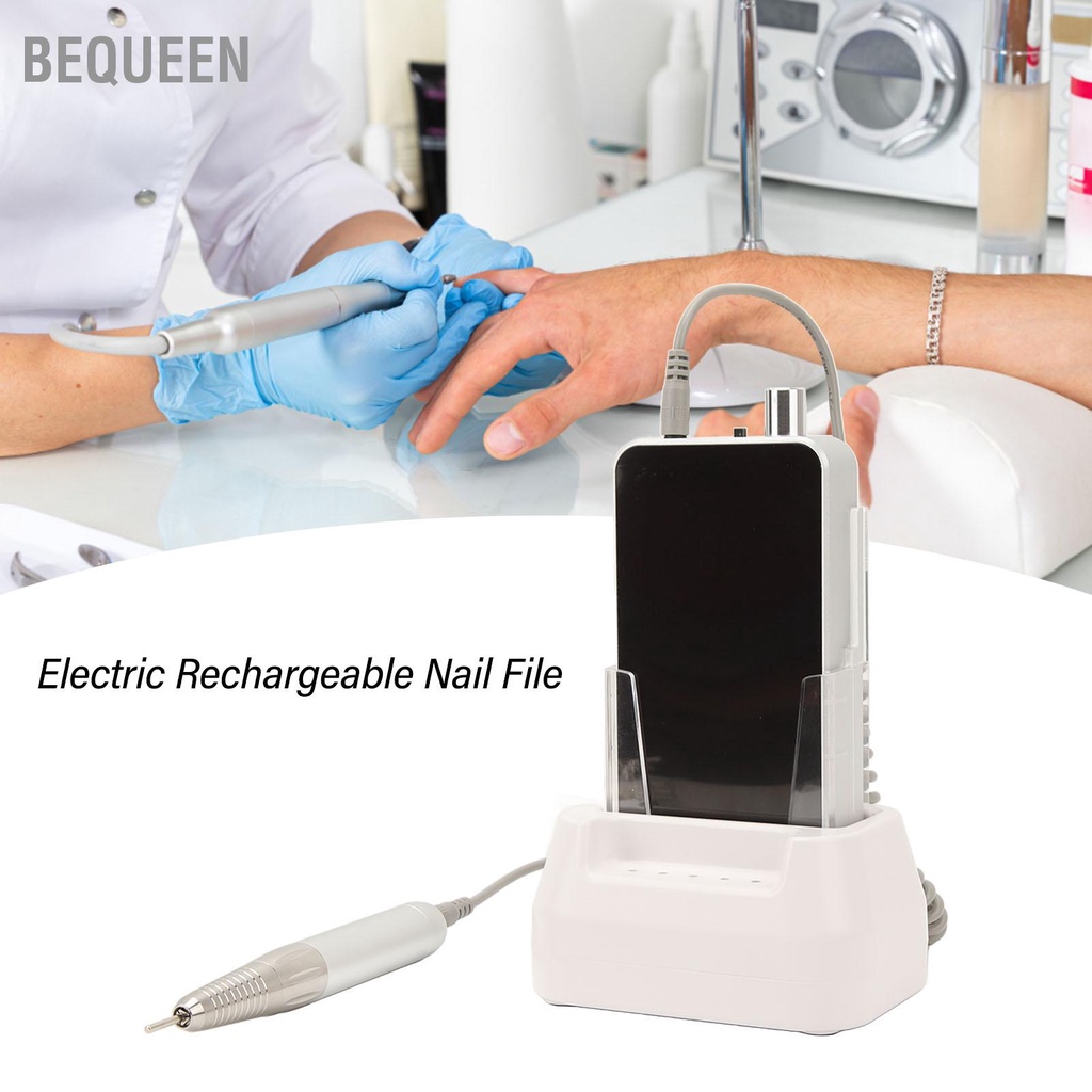 Bequeen Giũa móng tay có thể sạc lại 0 đến 35000rpm Màn hình lớn Máy khoan bằng điện Màu đen Phích cắm Mỹ 100‑240V