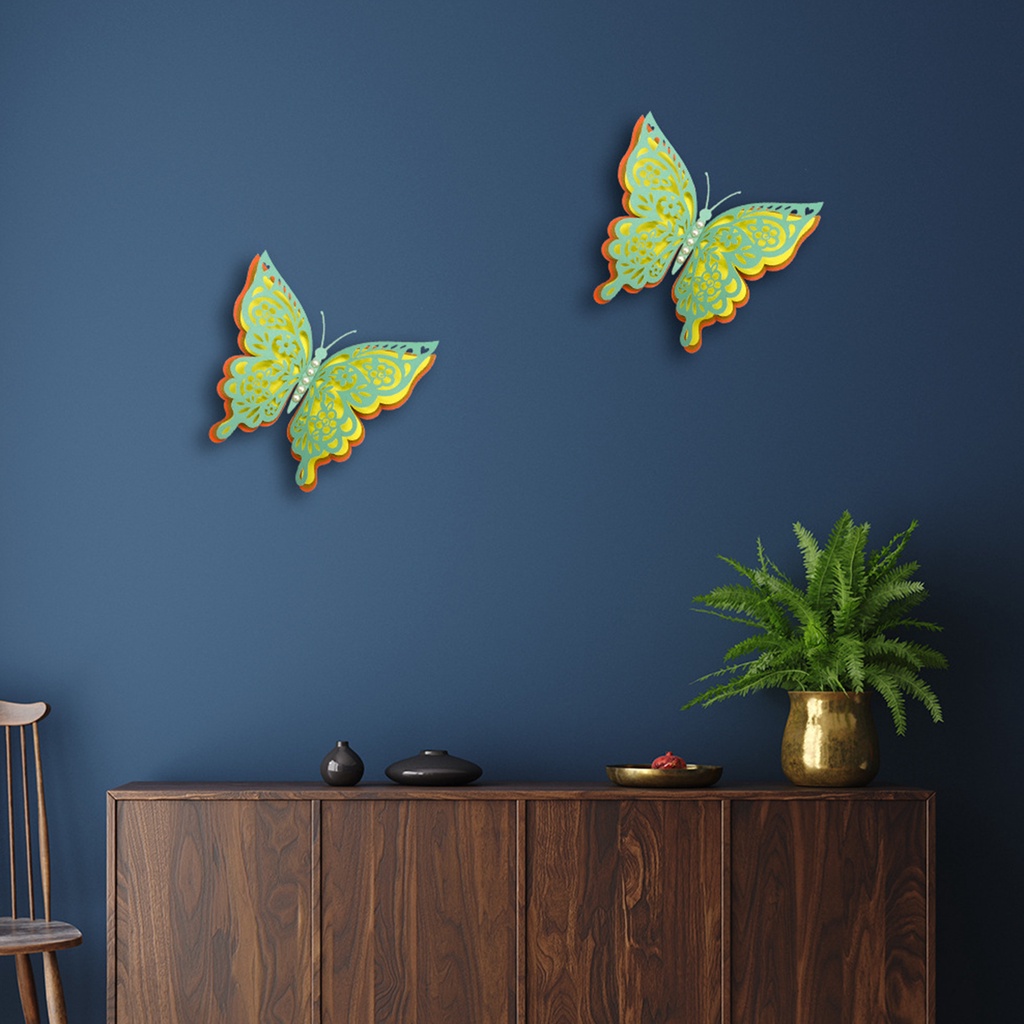 Miếng Dán Tường Bốn Lớp Họa Tiết Bướm 3D Độc Đáo Trang Trí Nhà Cửa