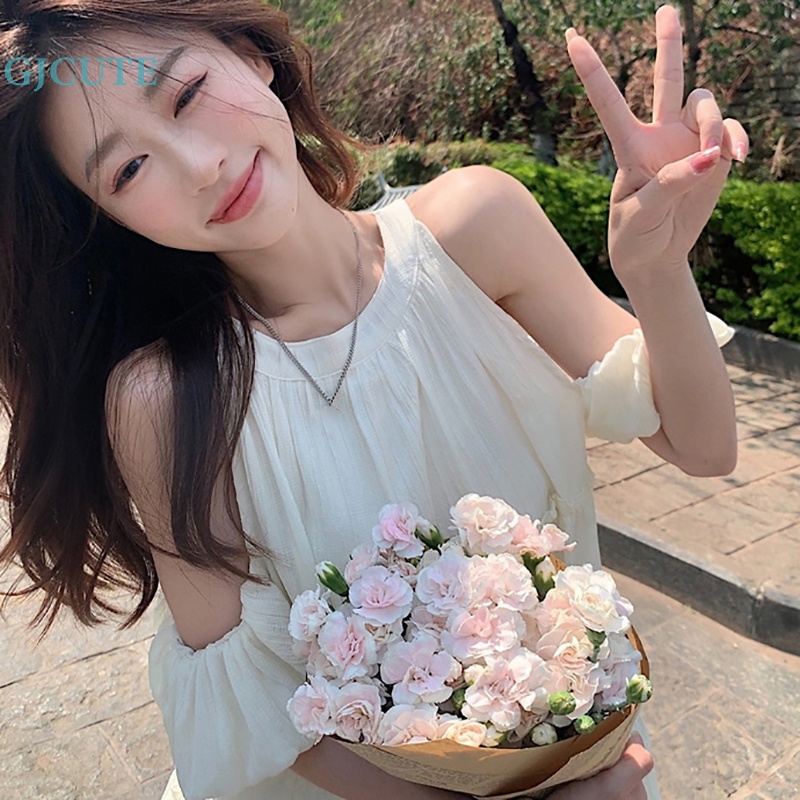 Đầm Trễ Vai Dáng Rộng Cột Dây Thời Trang Mùa Hè Dễ Thương Cho Bạn Gái