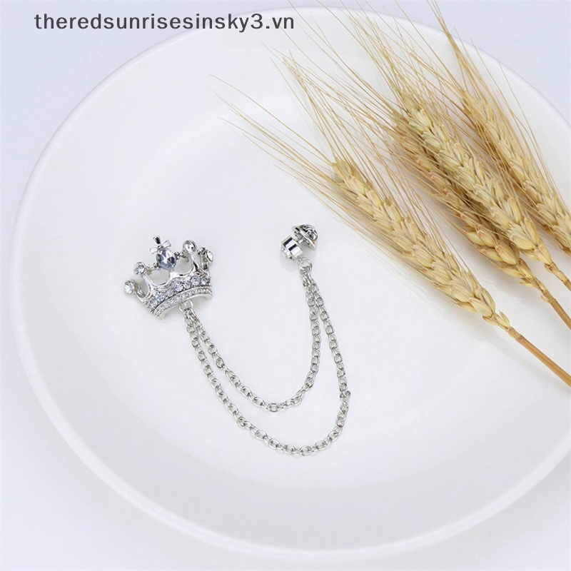 Ghim Cài Áo Hình Vương Miện Phối Dây Xích Tua Rua Phong Cách Anh Quốc Cổ Điển Thời Trang Cho Nam