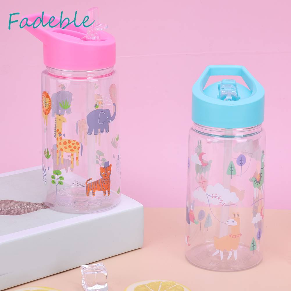 Bình Nước Thể Thao 450ML Có Ống Hút Họa Tiết Dễ Thương Cho Bé