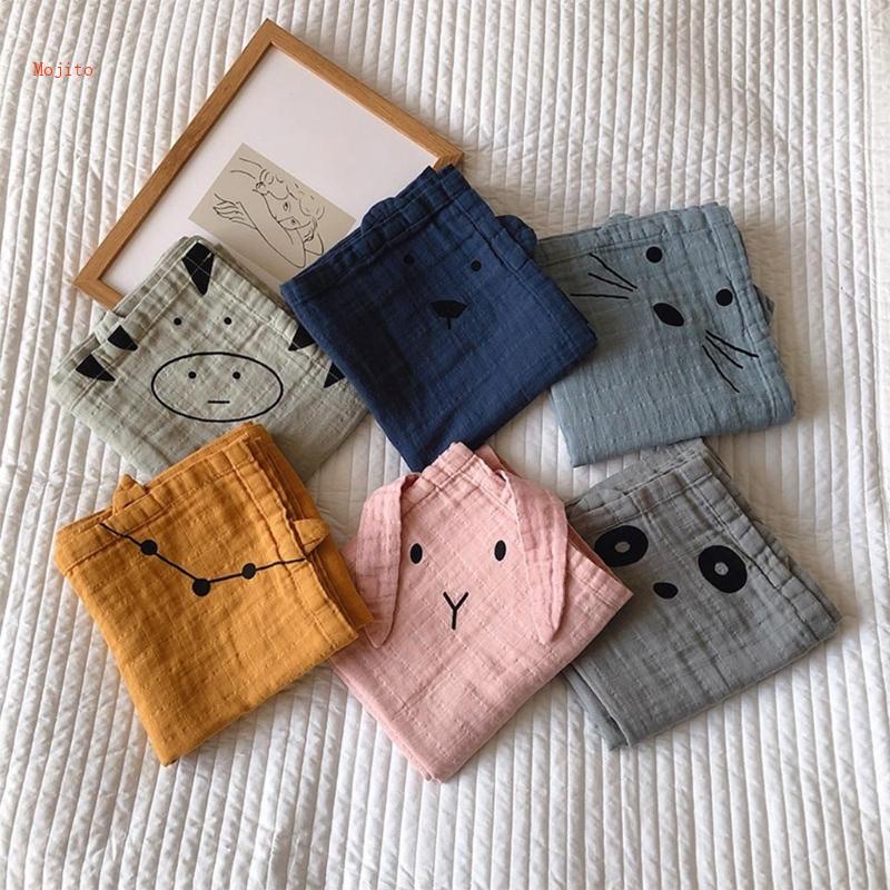 Chăn Quấn Cotton Mềm Mại 90x90cm In Họa Tiết Hoạt Hình Đáng Yêu Cho Bé