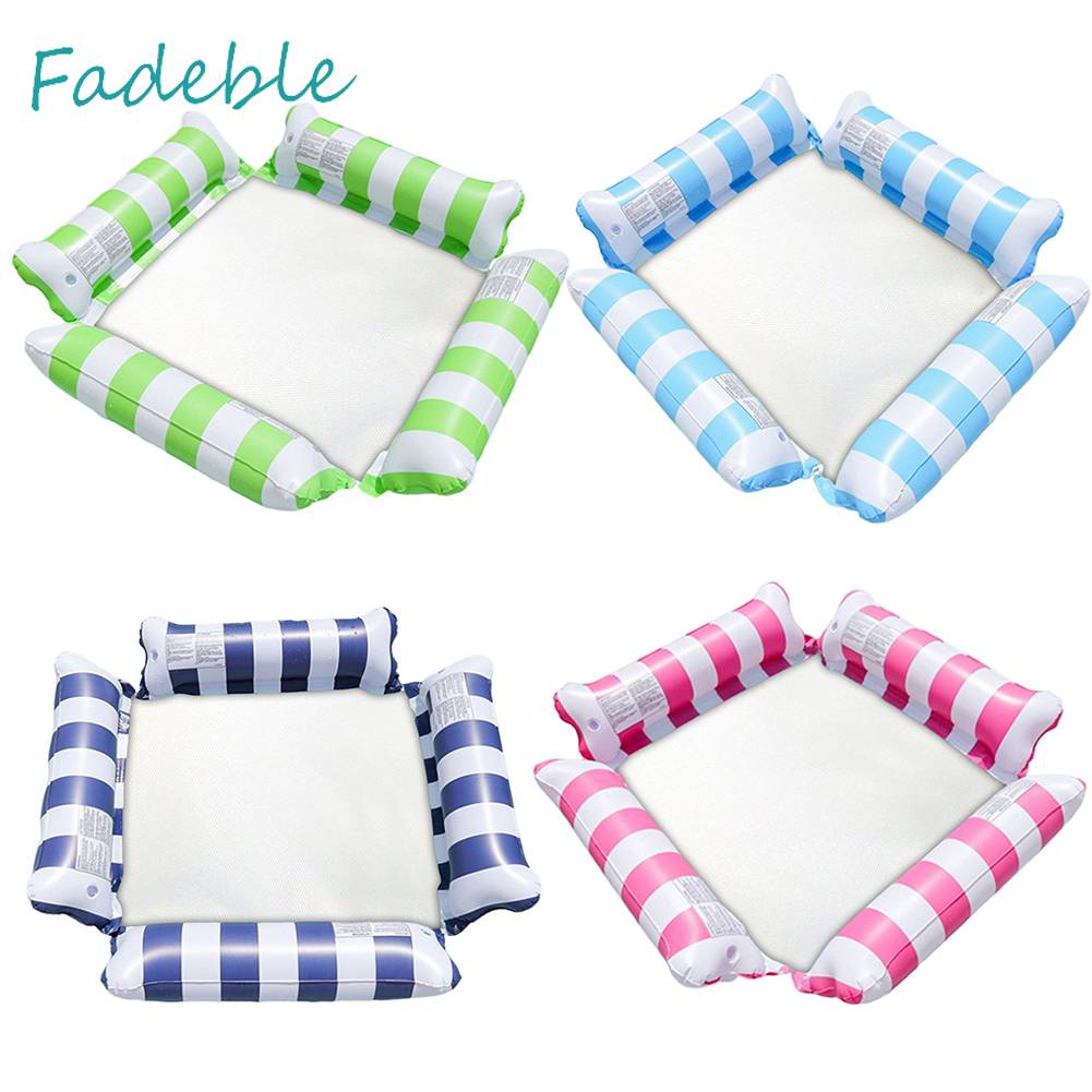 Võng Bơm Hơi PVC Họa Tiết Kẻ Sọc Chống Rò Rỉ Tiện Dụng Cho Hồ Bơi Mùa