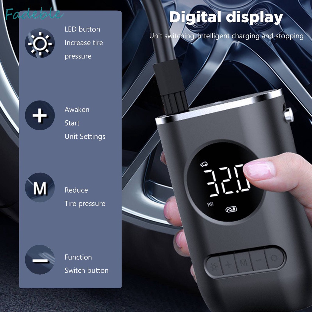 Máy Bơm Lốp Xe Đạp Kỹ Thuật Số Không Dây 150PSI 4000mAh Có Đèn LED