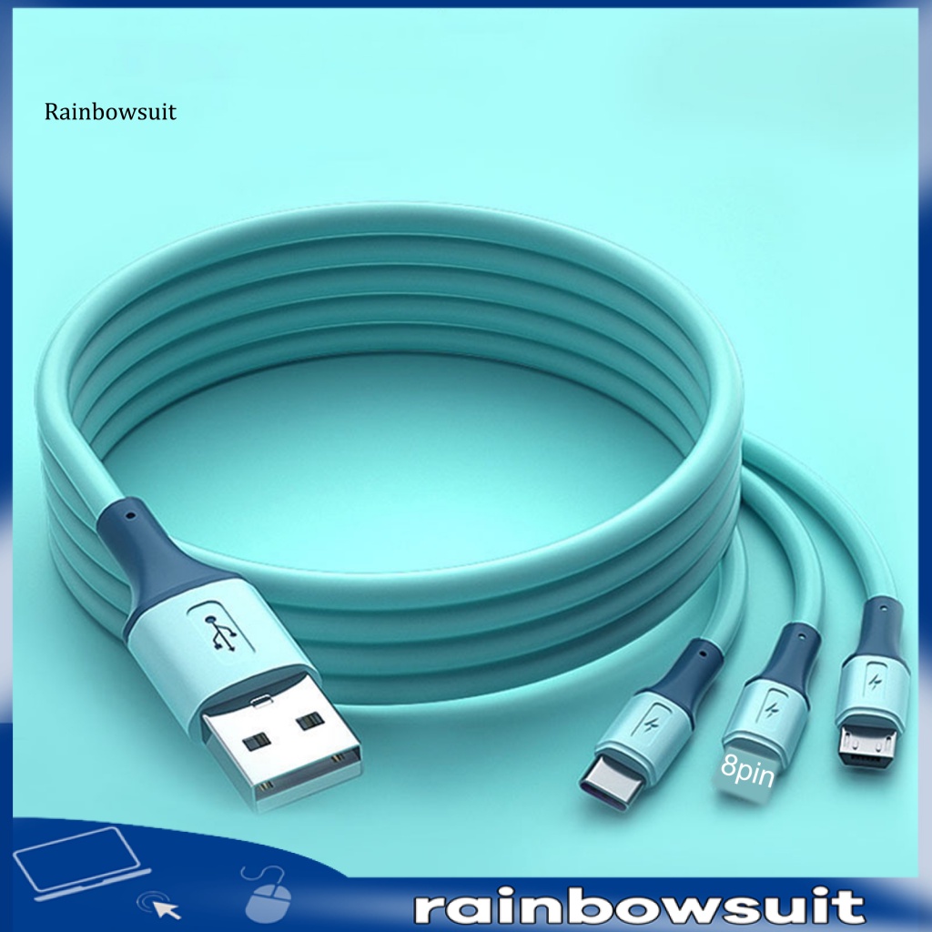 Dây Cáp Sạc Micro USB Type-C 8-pin 3 Trong 1 Chống Rối Đa Năng