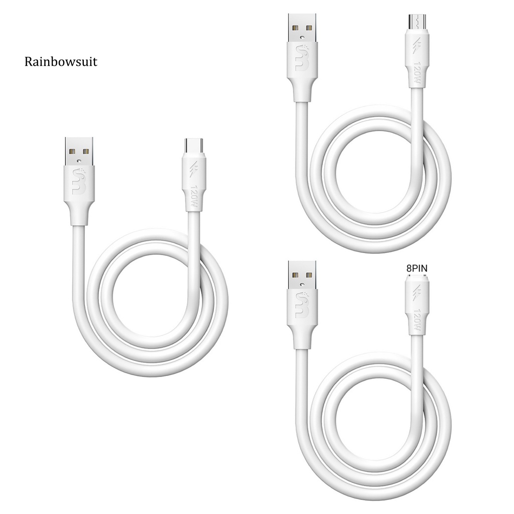 Dây Cáp Sạc TPE Micro USB Type-C 8Pin 120W Cho Điện Thoại Android