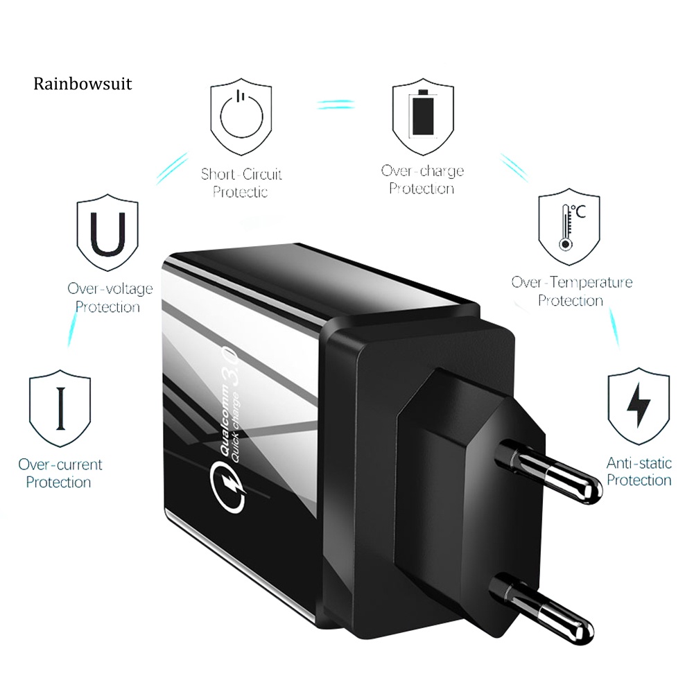 Củ Sạc Nhanh QC30 4 Cổng USB Gắn Tường Tiện Dụng Cho Điện Thoại