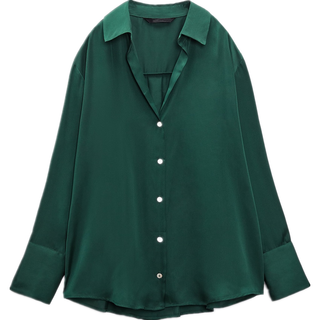 Zara Áo Sơ Mi Tay Dài Vải satin Dáng Rộng Thời Trang Mùa Thu8741256 7969046