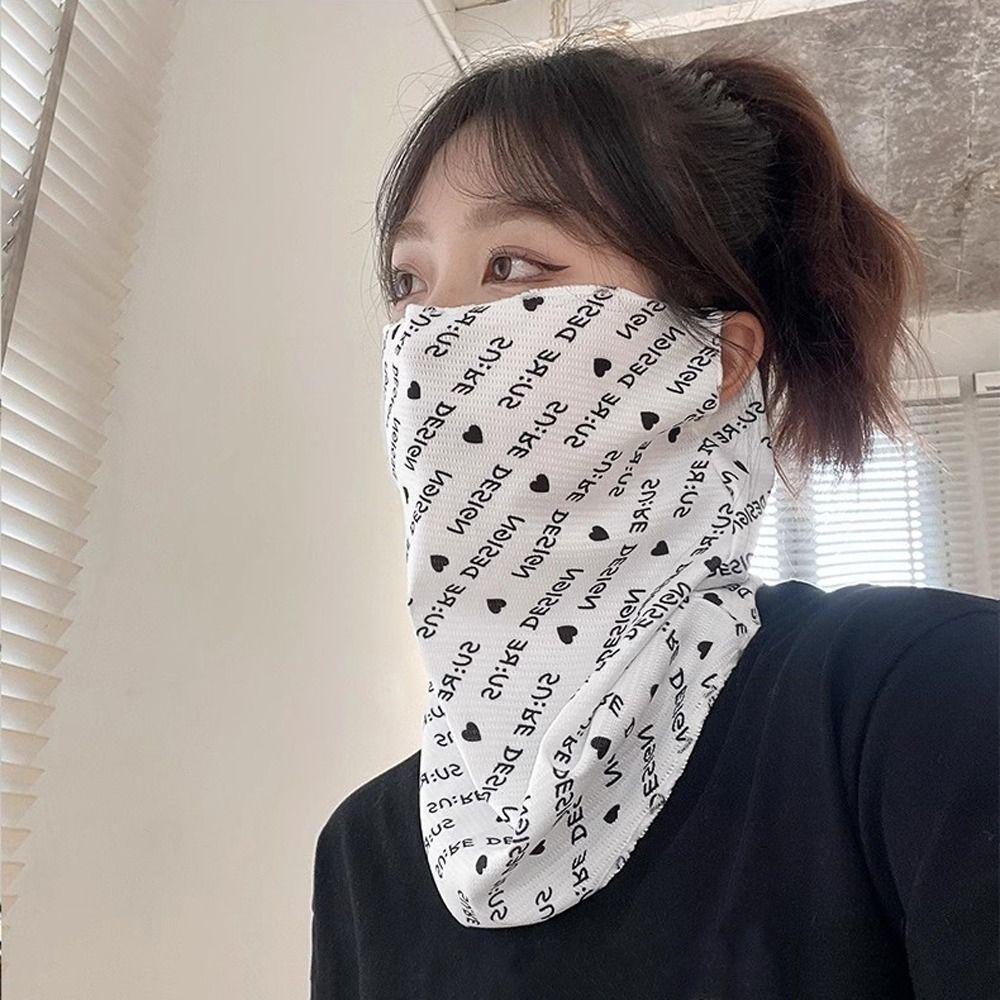 LOMBARD Khăn Choàng Cổ Kiêm Khẩu Trang Bằng Lụa Lạnh Kẻ Sọc Thoáng Khí Chống Tia UV Dùng Khi Đi Bộ Đường