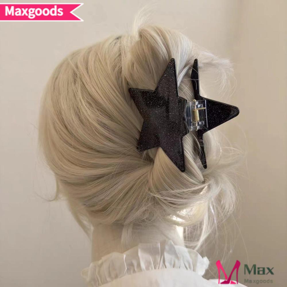 MAXG Bộ 2 Kẹp Tóc Hình Ngôi Sao Năm Cánh Đính Đá Lấp Lánh Thời Trang