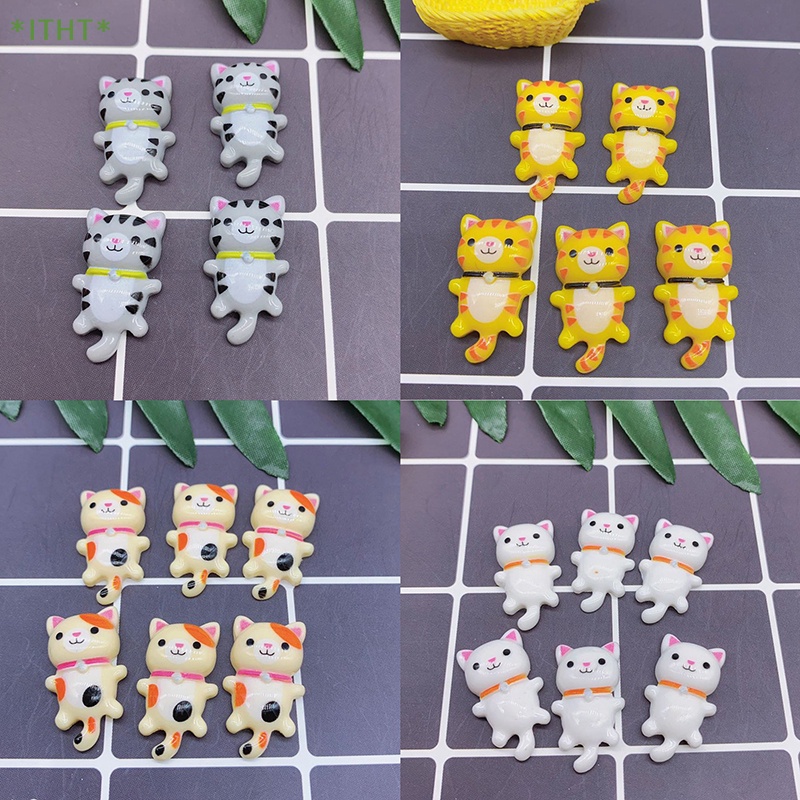 Set 10 Tượng Mèo Hoạt Hình Mini Bằng Resin Resin DIY Mới
