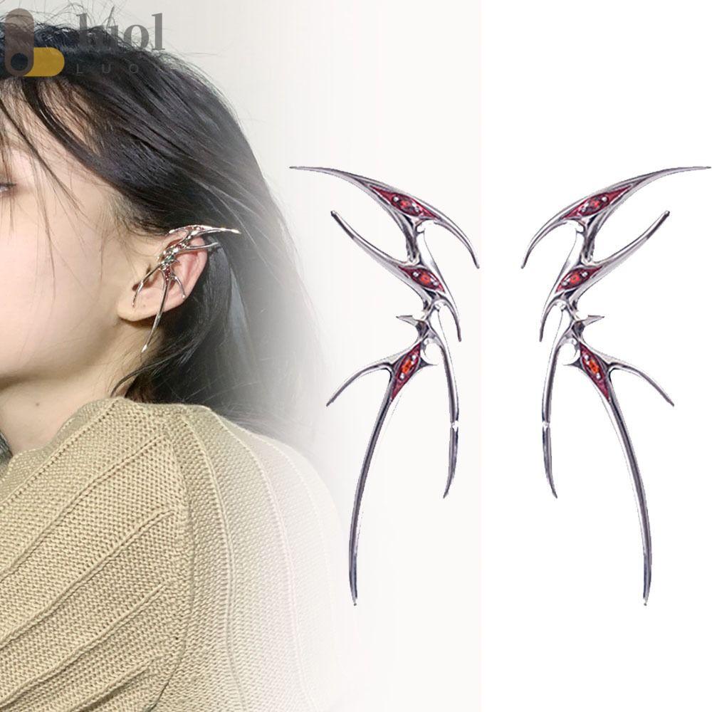 Bông Tai Hình Bướm Bằng Kim Loại Đính Đá Đỏ Phong Cách Gothic Punk Dành Cho Nữ