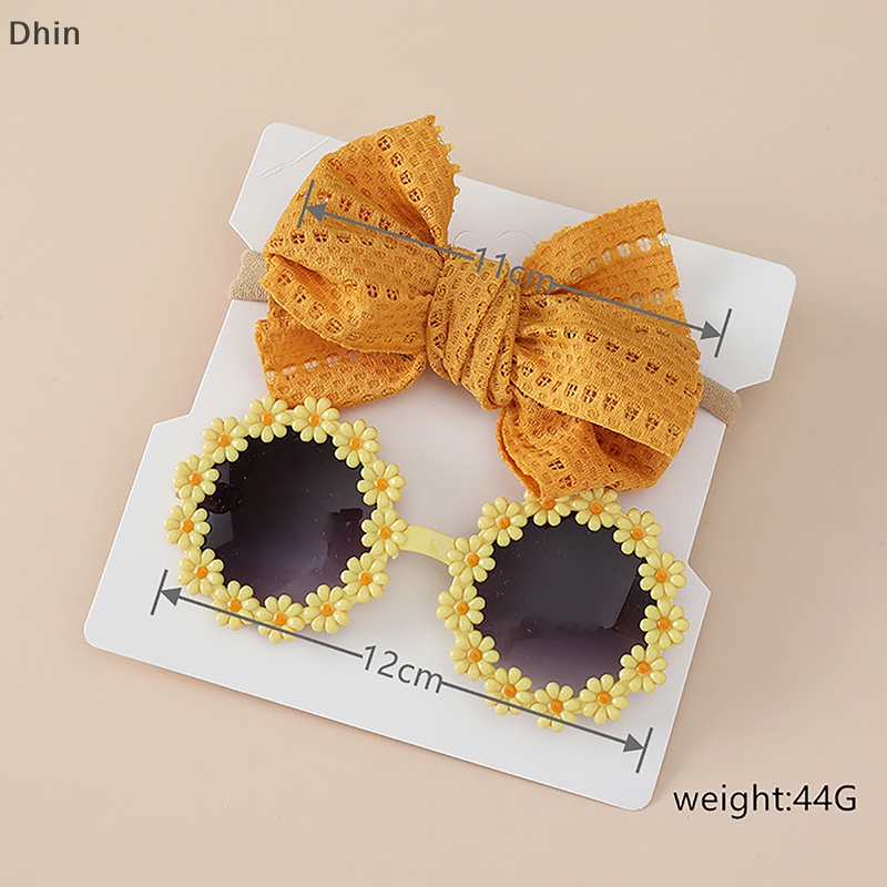 [Dhin] Kính Mát Tròn Họa Tiết Hoa Với Băng Đô Nylon Co Giãn Phong Cách Bohemia Đi Biển Cho Bé