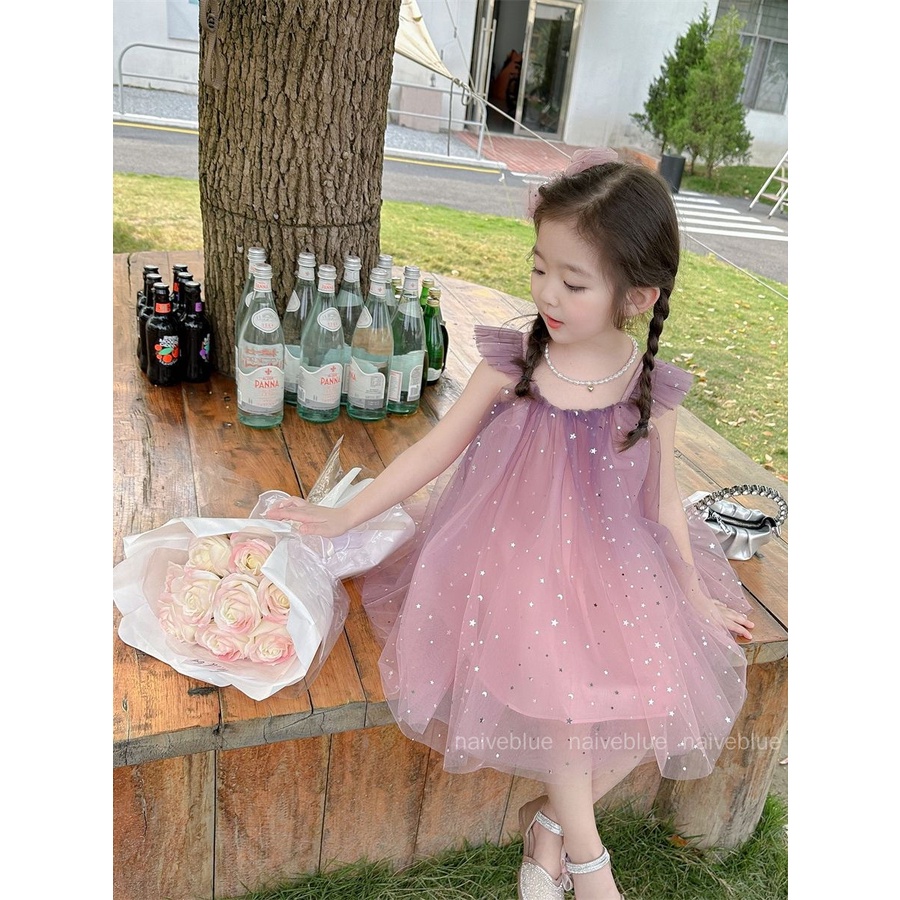 Đầm Công Chúa Hai Dây Thời Trang Mùa Hè Dành Cho Bé Gái