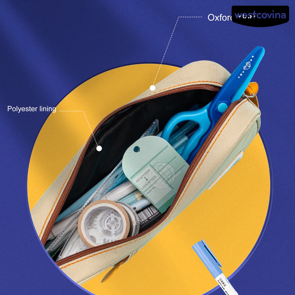 [WSTN]✎Túi Đựng Bút Bằng Vải Oxford Sức Chứa Lớn In Họa Tiết Chó Kangaroo Có Tay Cầm Tiện Dụng