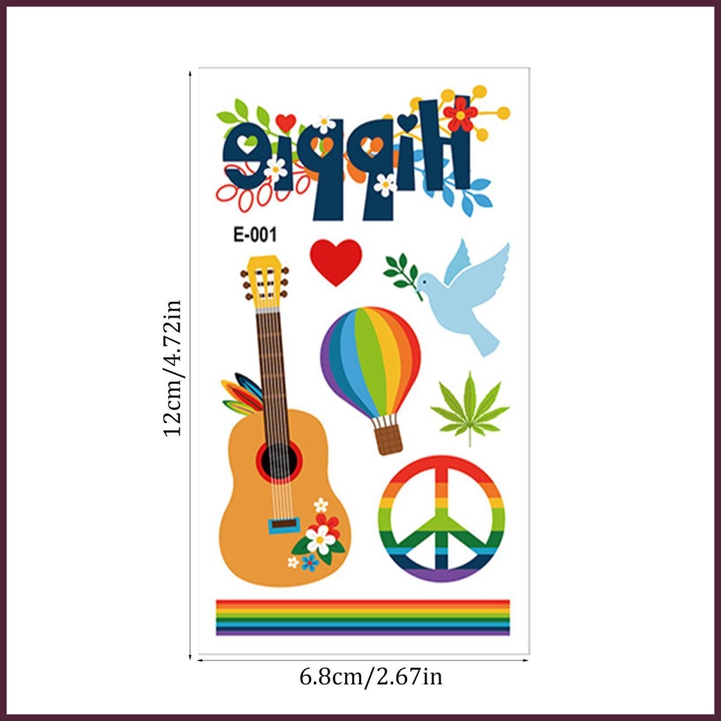 Miếng Dán Trang Trí Mặt Tạm Thời Chống Thấm Nước Phong Cách Hippie