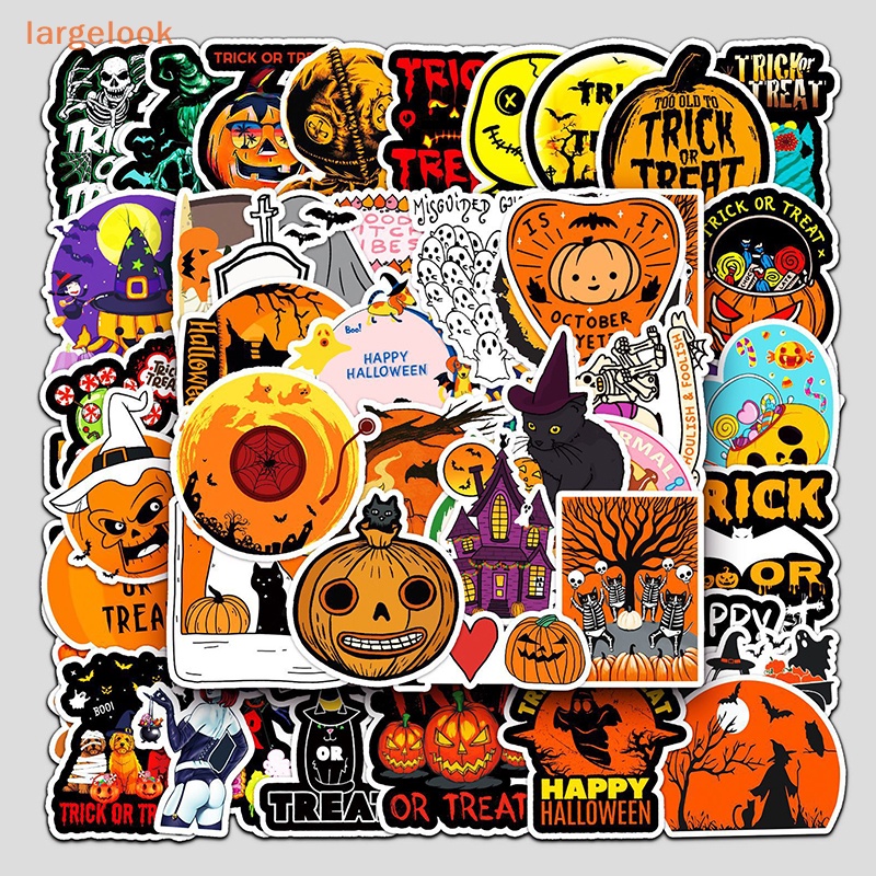 Bộ 100 Miếng Dán PVC Chống Thấm Nước Hình Kinh Dị Trang Trí Halloween