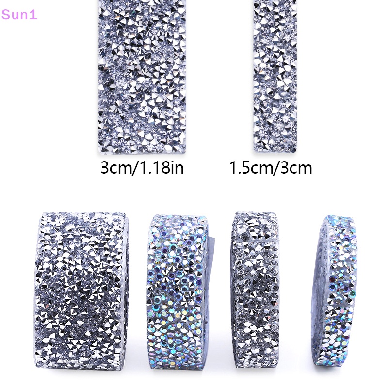 Cuộn Dây Đính Đá Resin Tự Dính Hai Mặt 15mm 30mm Dài 1 Yard Dùng Trang Trí DIY