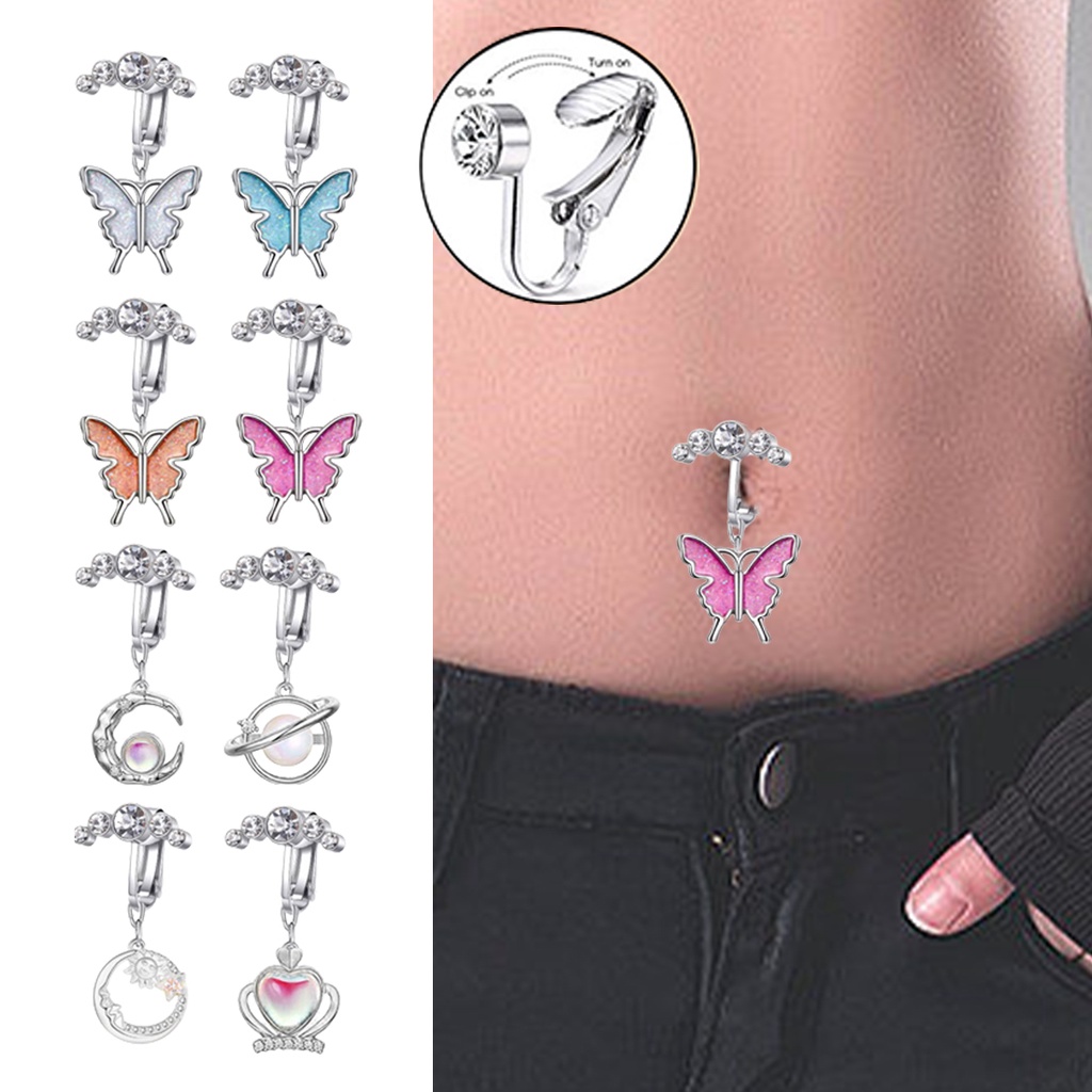 1 Khuyên Rốn Đính Đá Hình Bướm Phong Cách Hàn Quốc