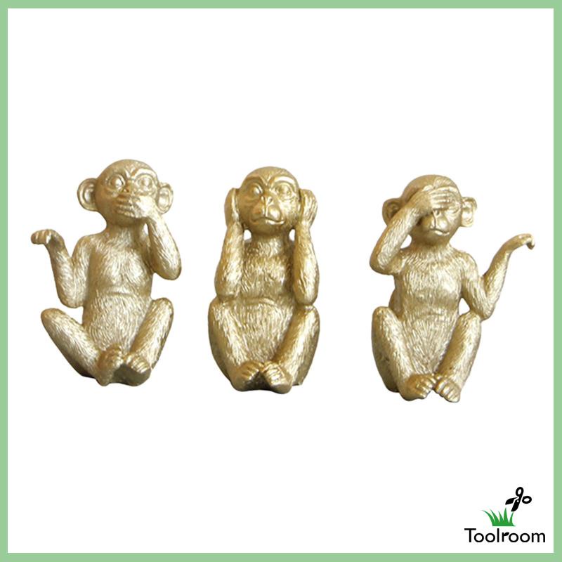 Set 3 Tượng Khỉ Sáng Tạo Trang Trí Lối Đi