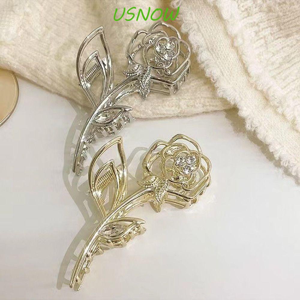 USNOW Kẹp Tóc Hình Hoa Hồng Đính Đá Phong Cách Hàn Quốc Cho Nữ