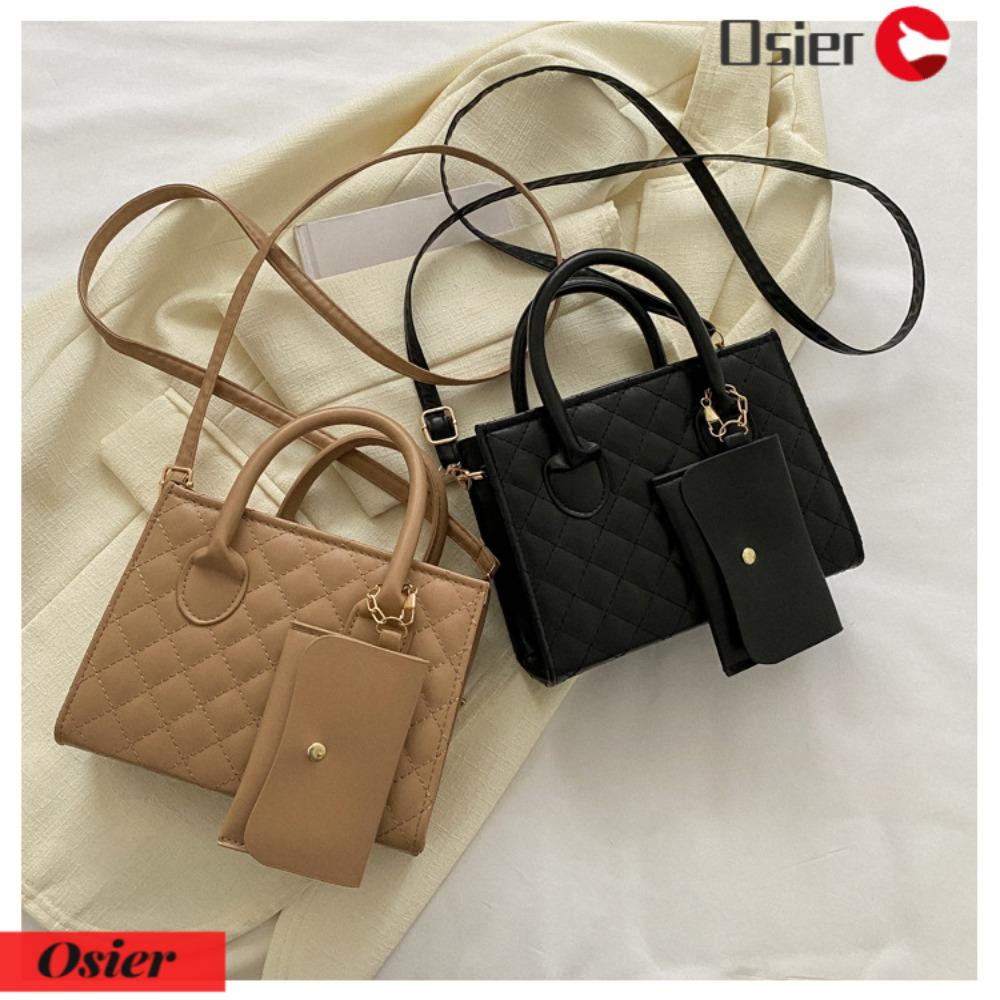 OSIER1 Túi Đeo Chéo Da PU Màu Trơn Họa Tiết Kẻ Sọc Đơn Giản Thời Trang Cho Nữ