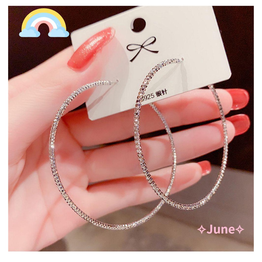 JUNE Khuyên Tai Tròn Đính Đá Sang Trọng