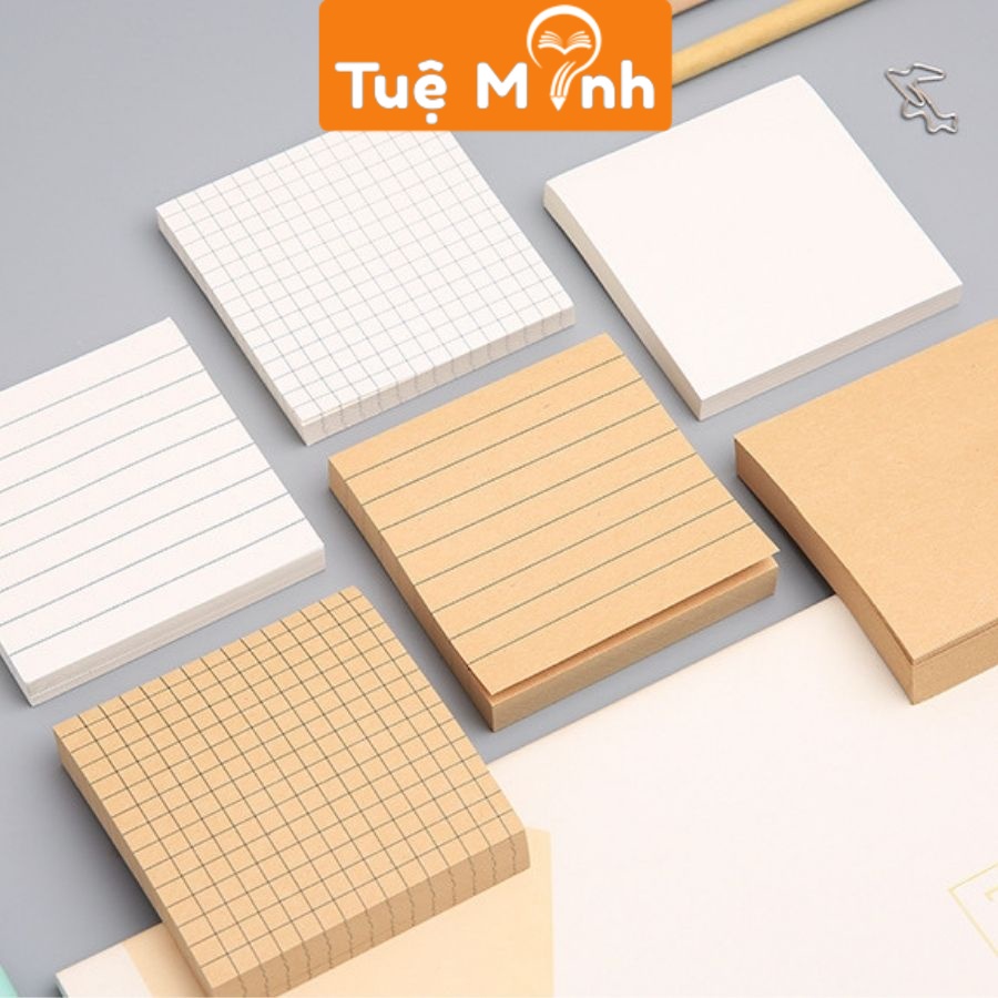 Tập 80 tờ giấy note vuông basic NO33, Note ghi chú đơn giản kẻ ngang, caro