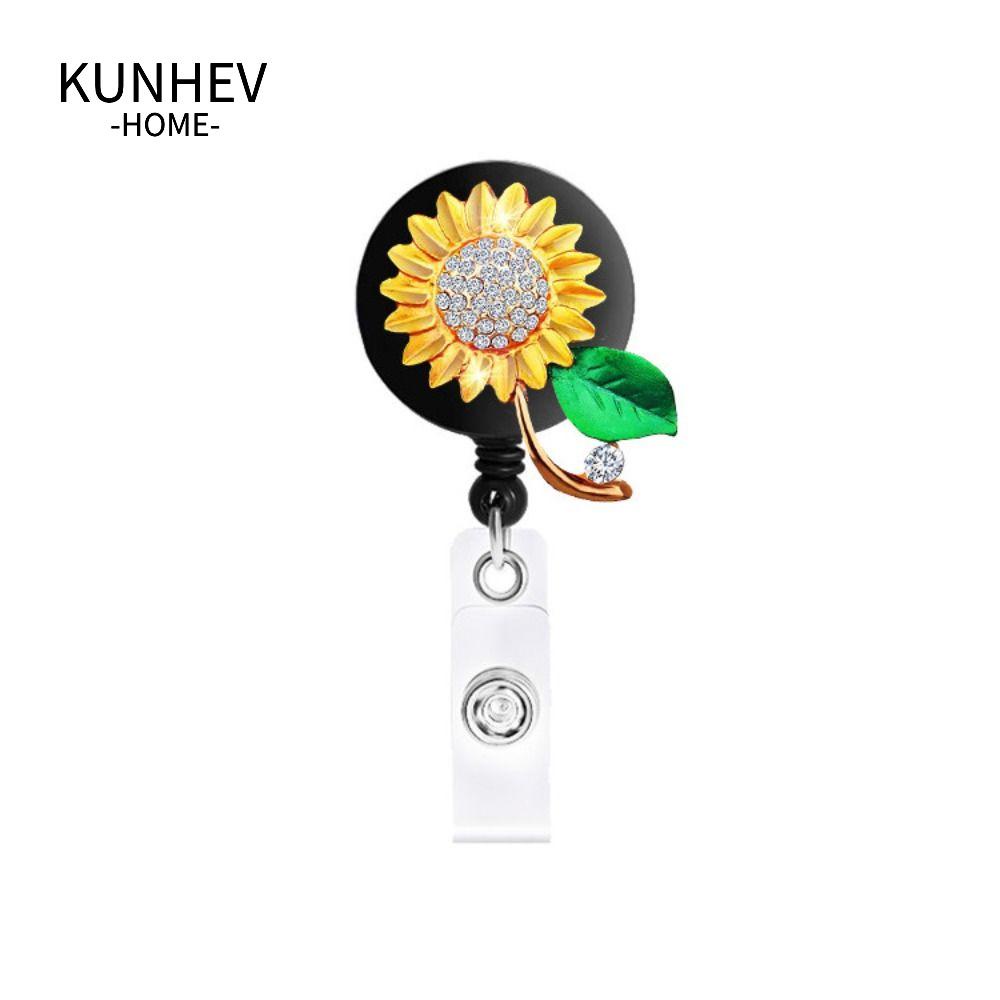 KUNHEV Giá Đỡ ID / Huy Hiệu Bằng ABS Hình Hoa Hướng Dương Có Thể Thu Gọn Cho Văn Phòng
