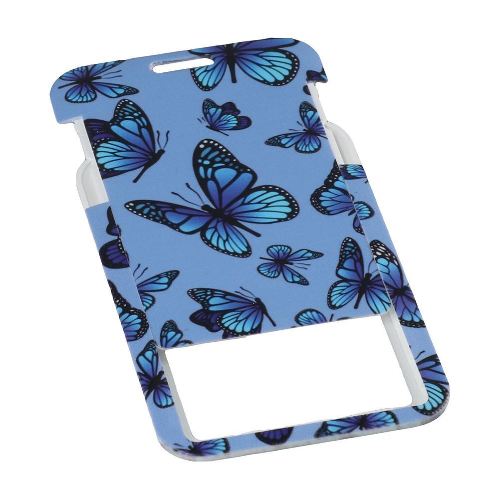 CHOOKEY Giá Đỡ Thẻ ID / Huy Hiệu Có Dây Đeo Cổ Hình Bướm Xanh Dương Cho Văn Phòng