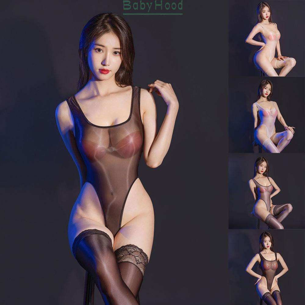 Womens Bodysuit Nylon+Spandex Open Croth Regular See Through Sexy Sheer#BBHOOD